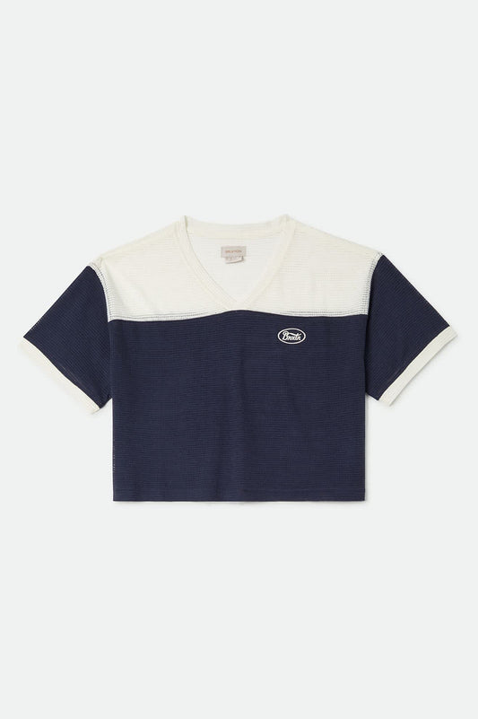 Varsity Mesh T-Shirt - Off White/Washed Navy