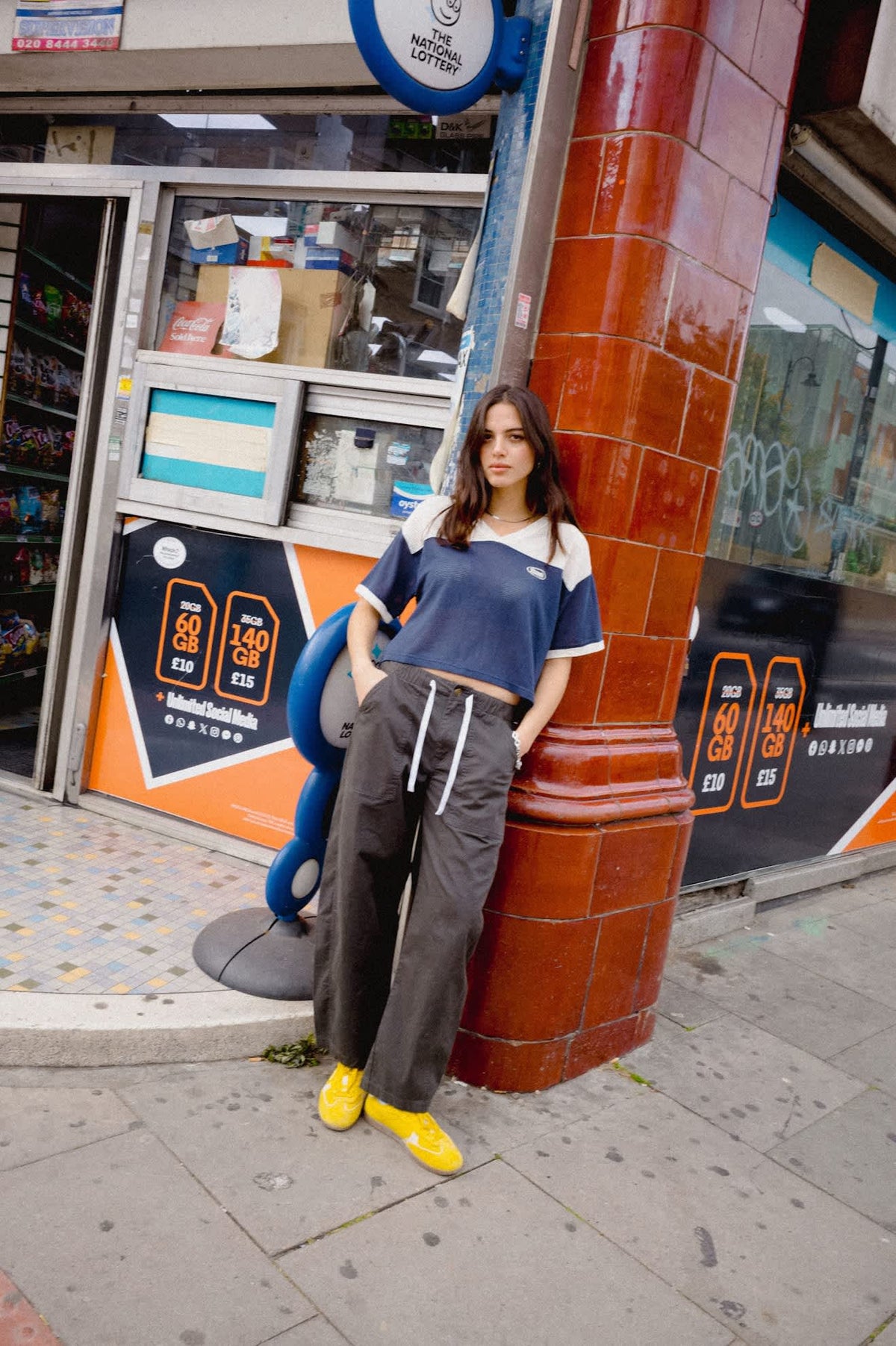 Varsity Mesh T-Shirt - Off White/Washed Navy